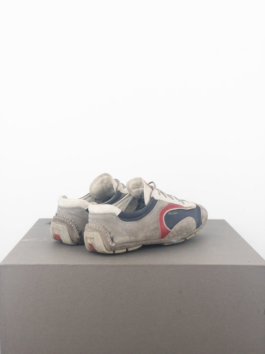 Prada 2000s Monte Carlo Driving Sneakers (5, white, navy, grey, red)