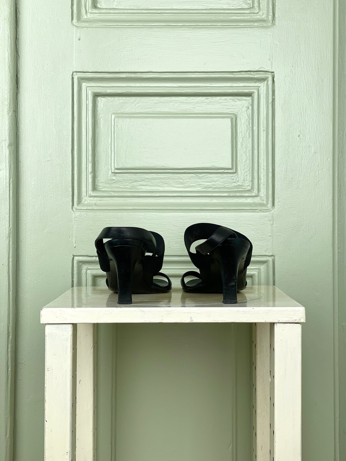 Helmut Lang 90s Elastic Strap Sandal Heels