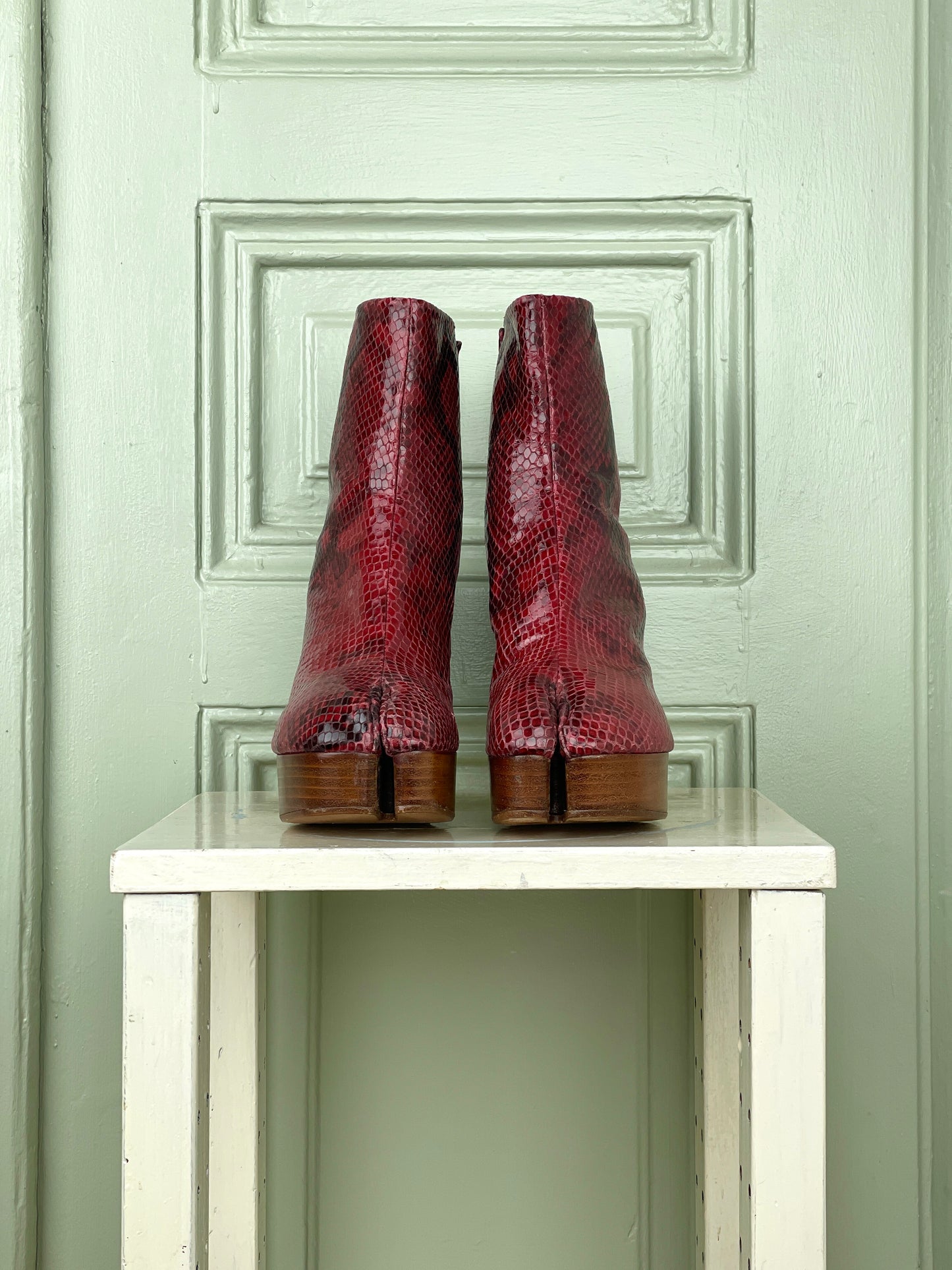 Maison Margiela Snakeskin Platform Tabi Ankle Boots