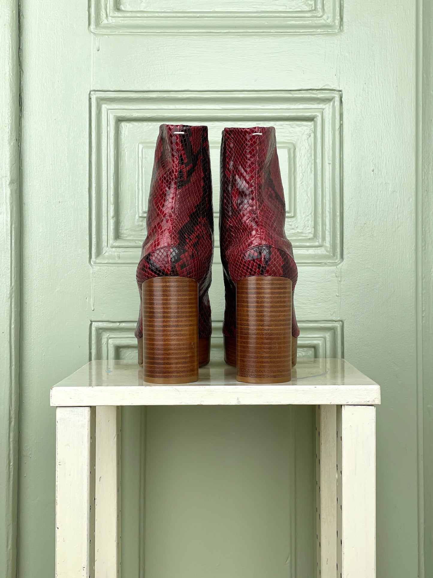 Maison Margiela Snakeskin Platform Tabi Ankle Boots