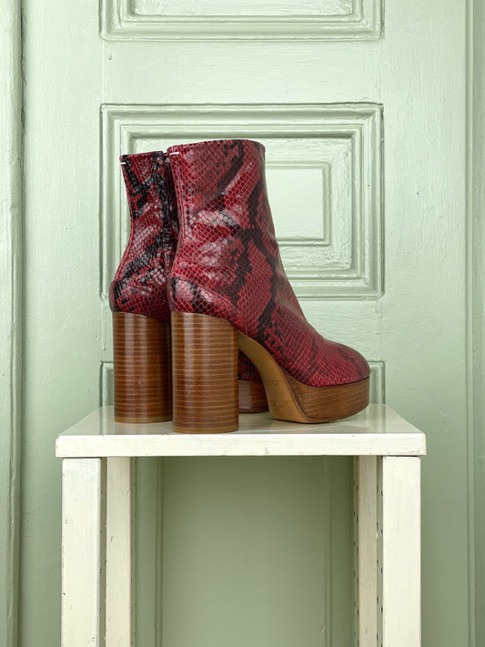 Maison Margiela Snakeskin Platform Tabi Ankle Boots