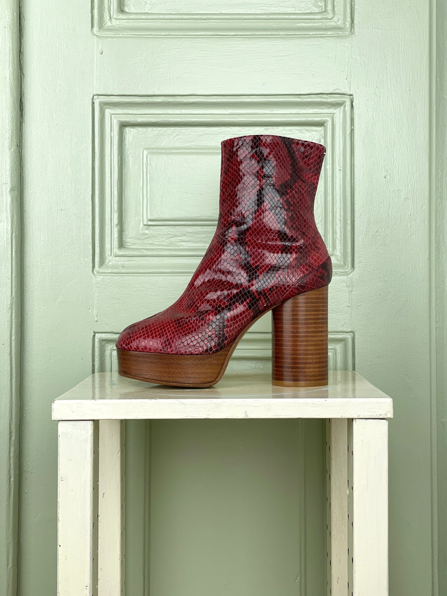 Maison Margiela Snakeskin Platform Tabi Ankle Boots