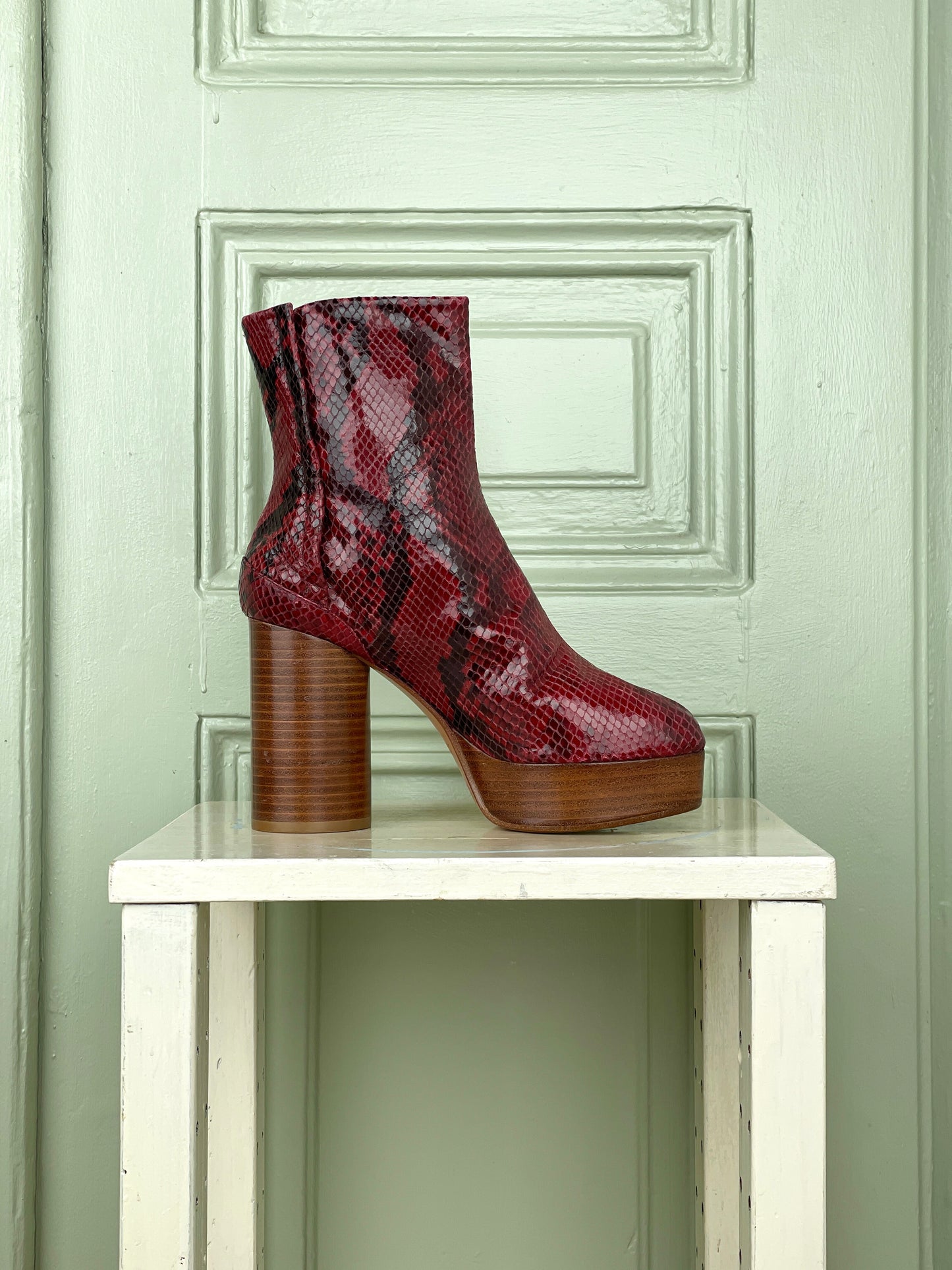 Maison Margiela Snakeskin Platform Tabi Ankle Boots