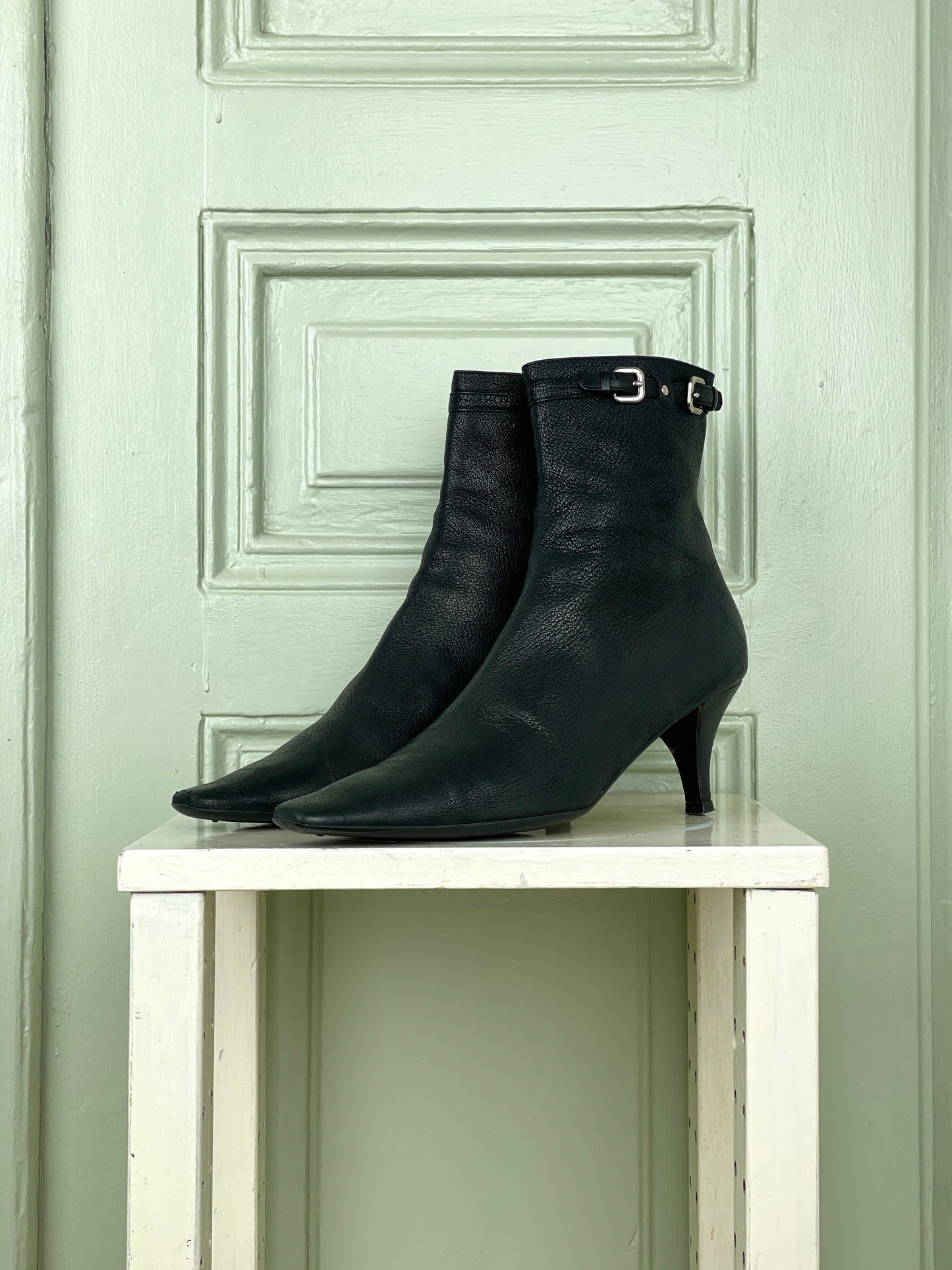 Prada 2000s Buckle Kitten-Heel Ankle Boots