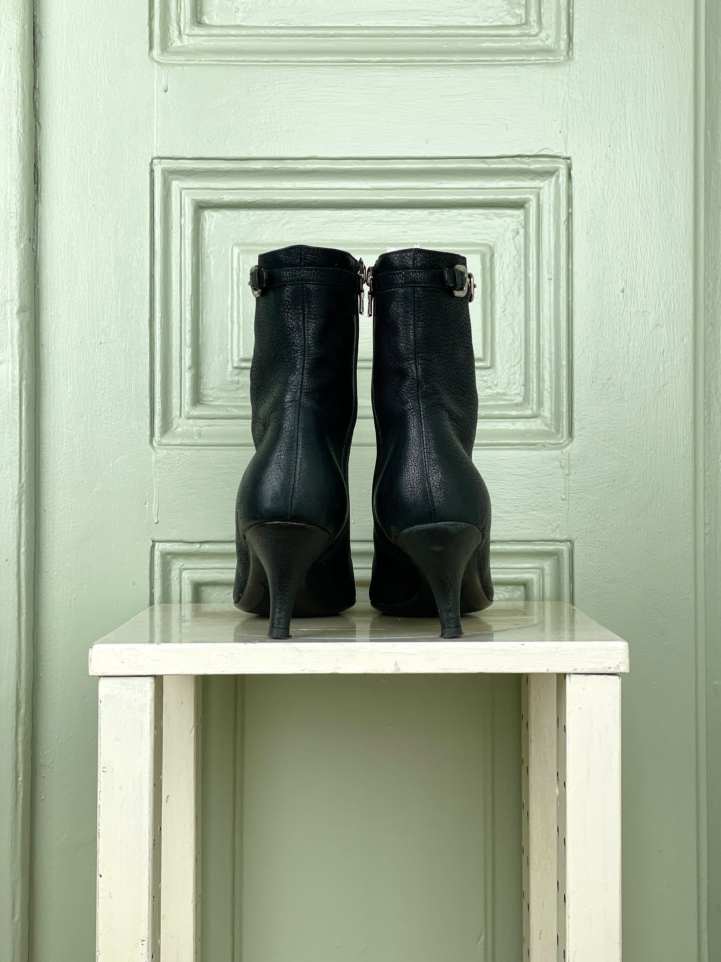 Prada 2000s Buckle Kitten-Heel Ankle Boots