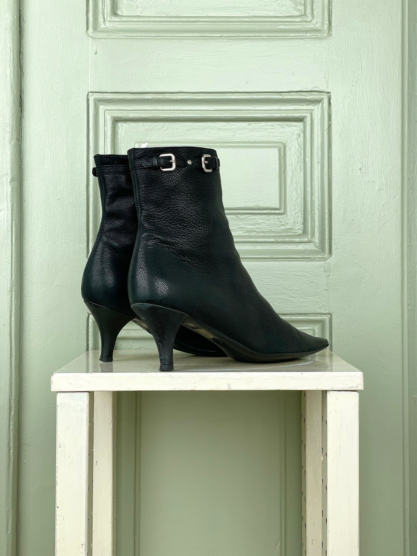 Prada 2000s Buckle Kitten-Heel Ankle Boots