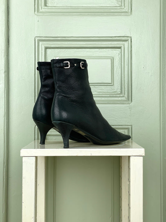 Prada 2000s Buckle Kitten-Heel Ankle Boots