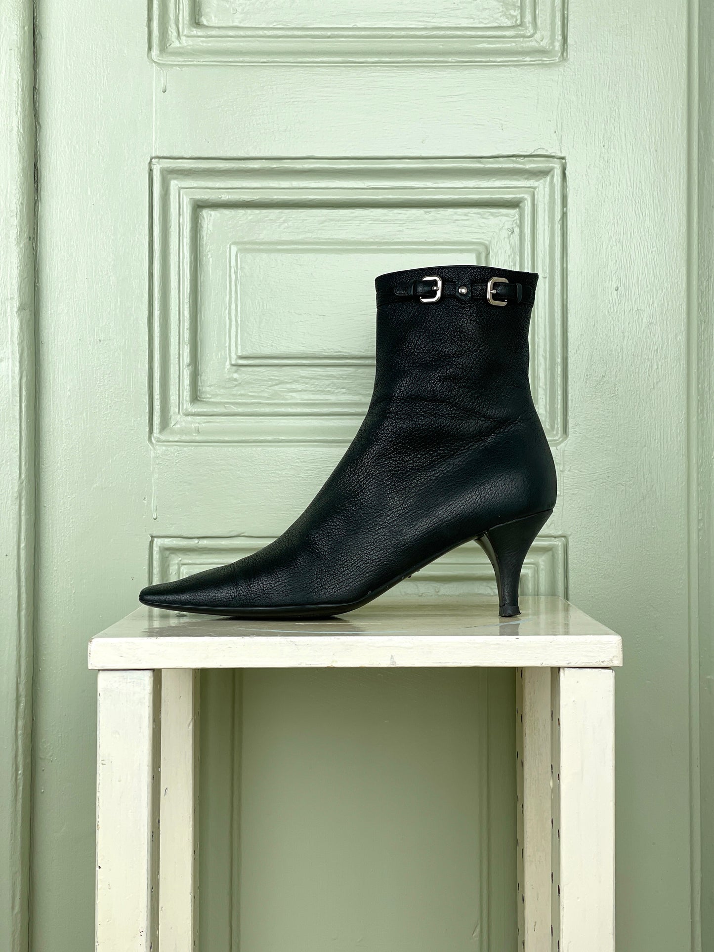 Prada 2000s Buckle Kitten-Heel Ankle Boots