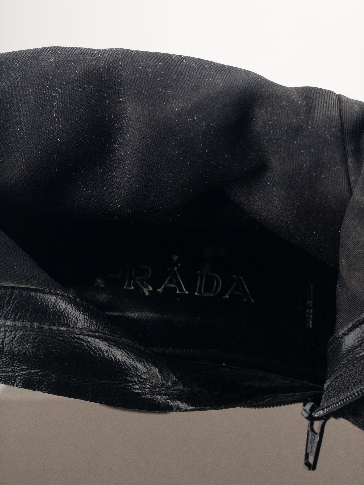 Prada AW99 Square Toe Bungee-Cord Ankle Heel Boots