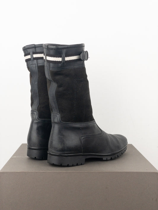 Gucci by Tom Ford 1990s Lug Sole Shearling Moto Biker Boots