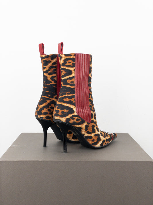 Dior by Galliano AW04 ‘I Love Dior’ Leopard Ankle Chelsea Heel Boots