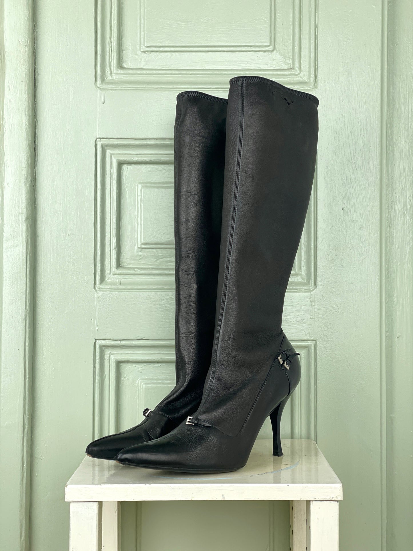 Prada 2000s Buckle High Heel Boots