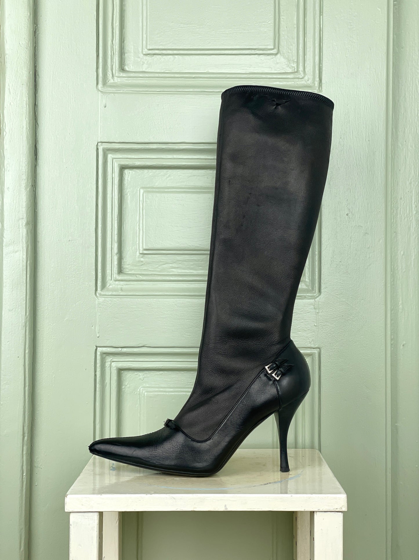 Prada 2000s Buckle High Heel Boots