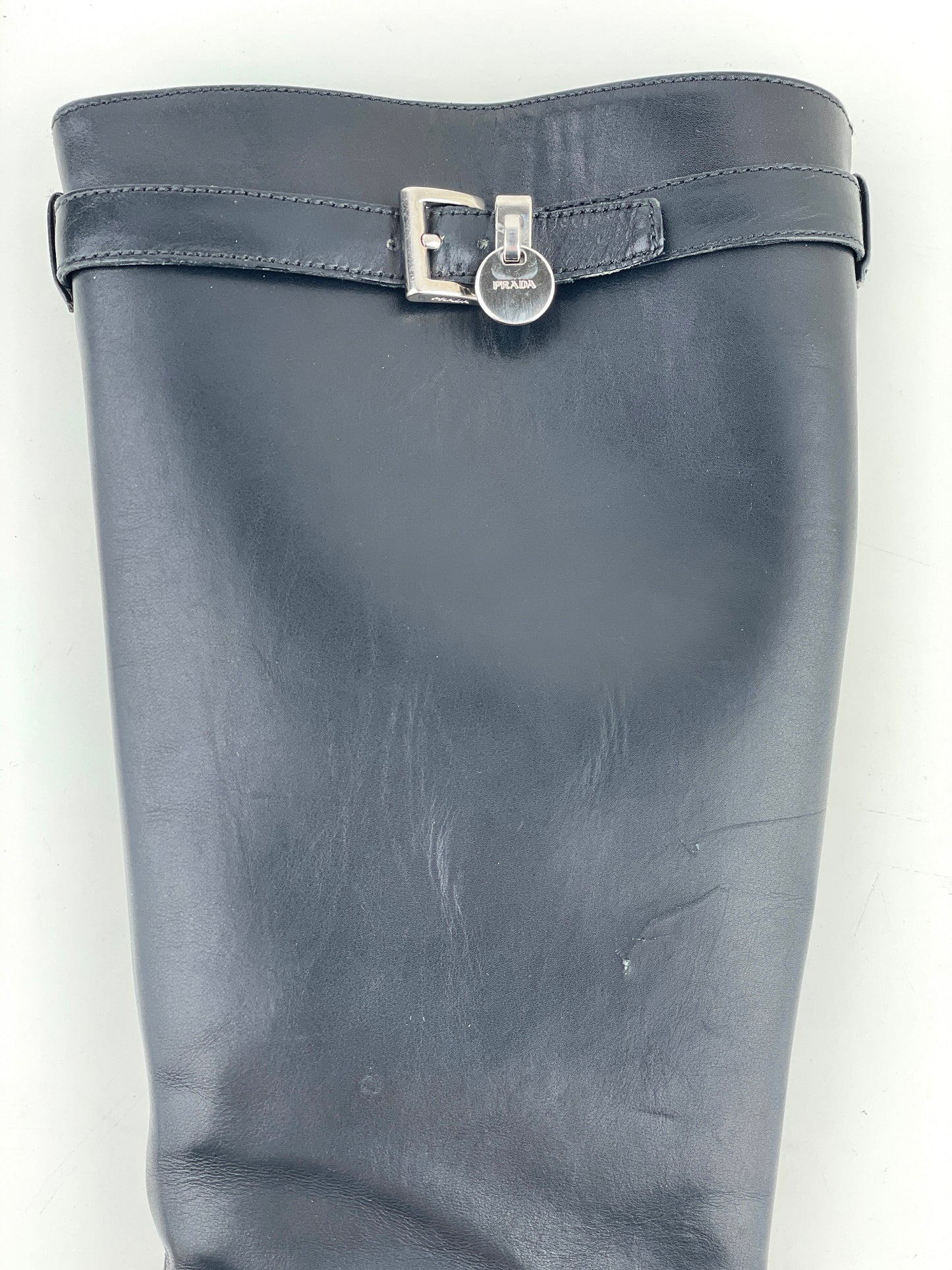 Prada 2000s Kitten Heel Buckle Boots