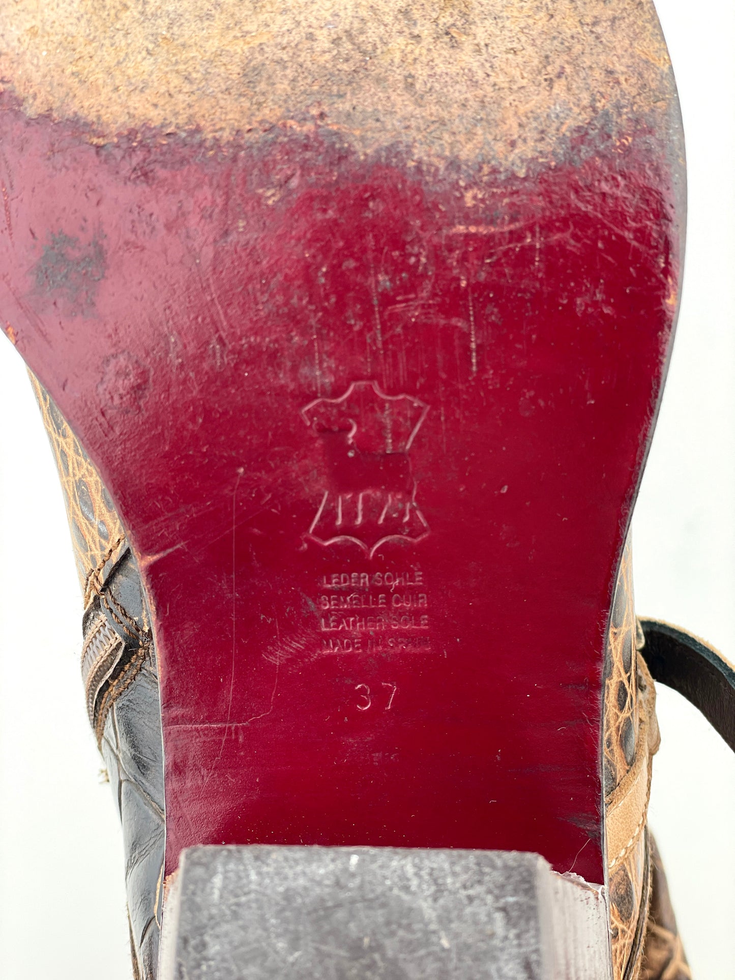 Prada 90s Crocodile-Texture Harness Cowboy Boots