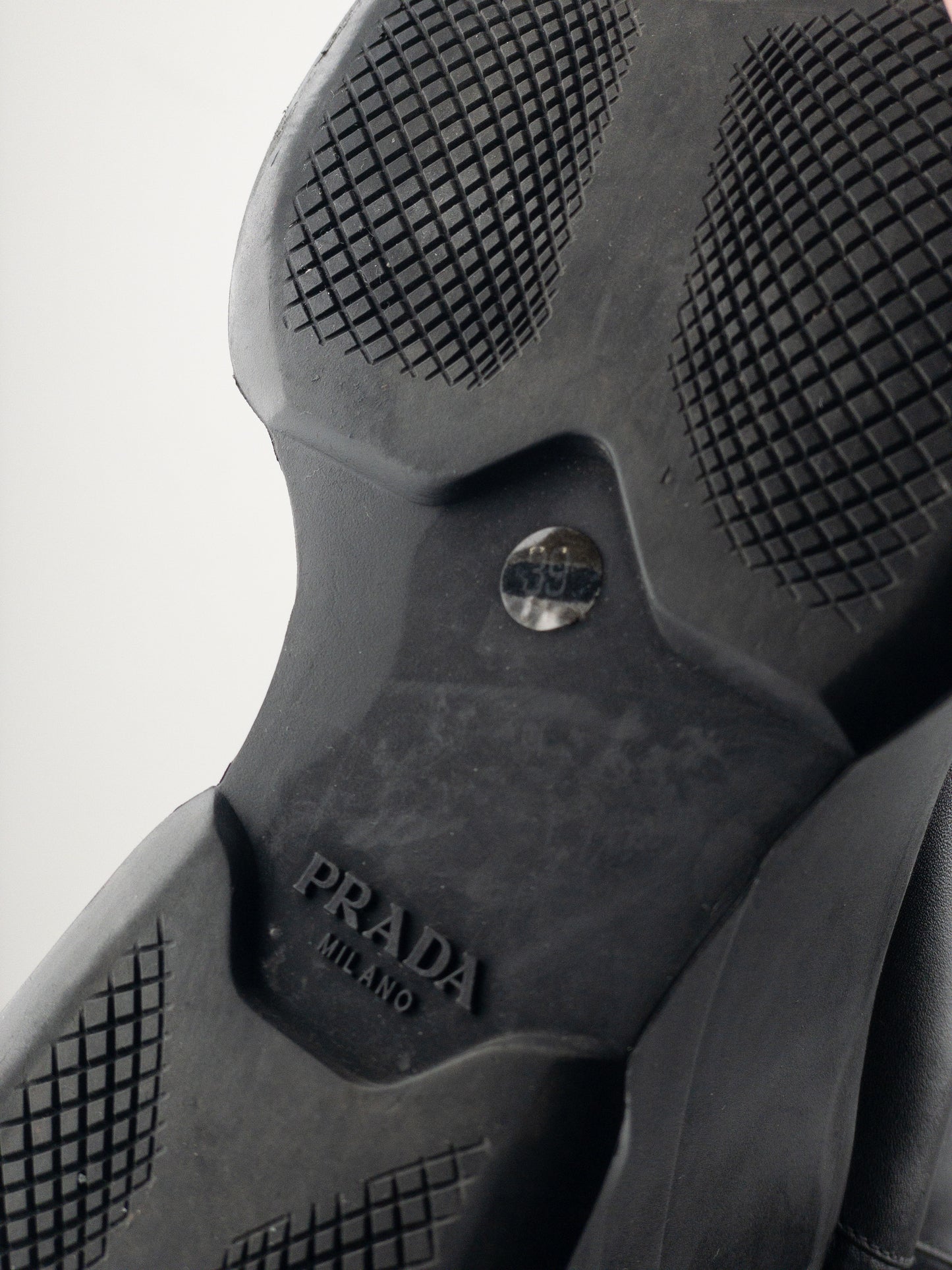 Prada AW14 Knee-High Biker Moto Wedge Boots