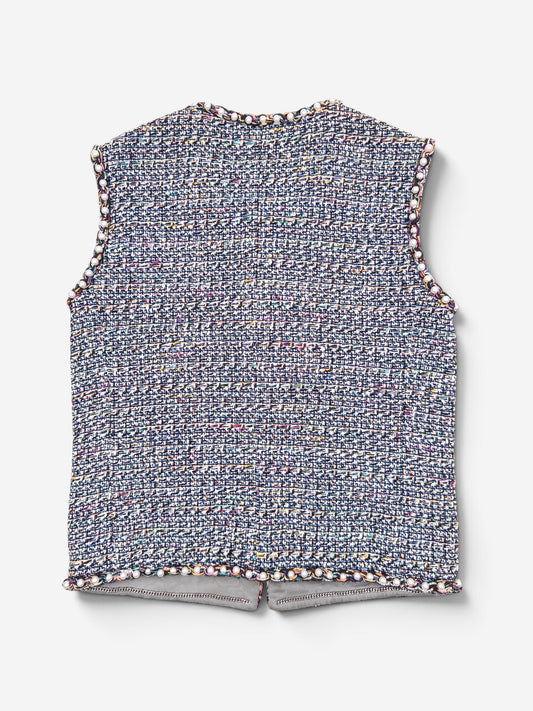 Chanel by Karl Lagerfeld SS17 Pearl Trim Tweed Vest – back view