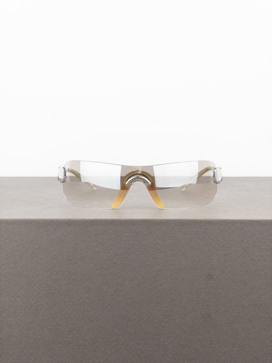 Dior by Galliano SS04 ‘Millenium’ Ruthenium Wrap Mask Shield Sunglasses