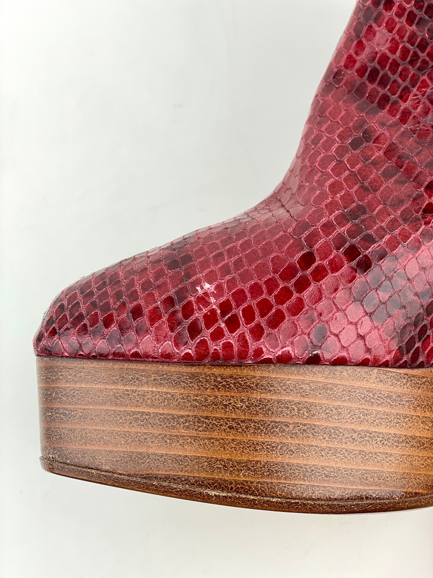 Maison Margiela Snakeskin Platform Tabi Ankle Boots