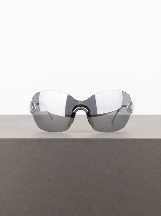 Dior by Galliano SS00 ‘Futura’ Rimless Pilot Wrap Mask Shield Sunglasses