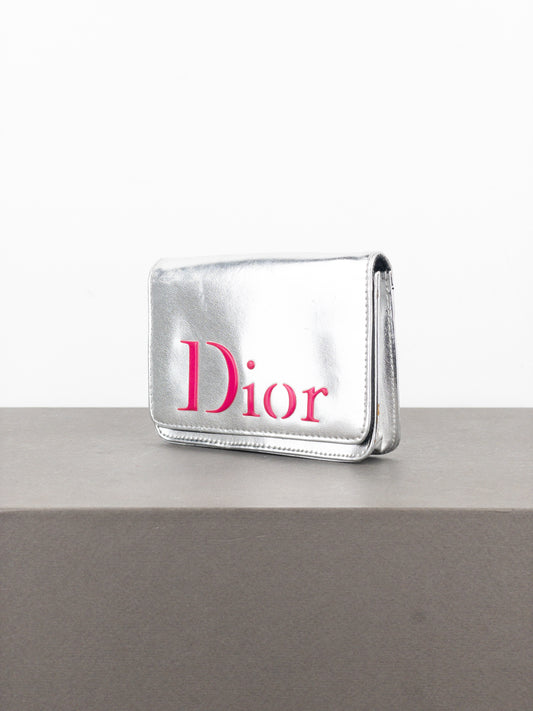 Dior 2000s Metallic Silver Cosmetic Bag