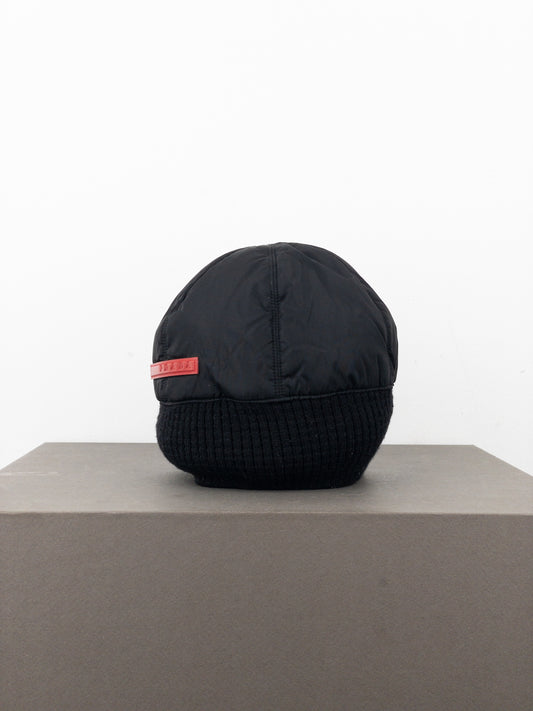 Prada 2000s Linea Rossa Red Tab Technical Hybrid Beanie