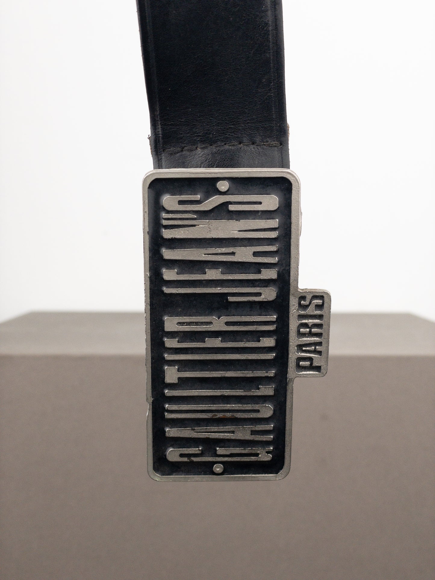 Jean Paul Gaultier 1990s Jeans Logo Buckle Leather Belt