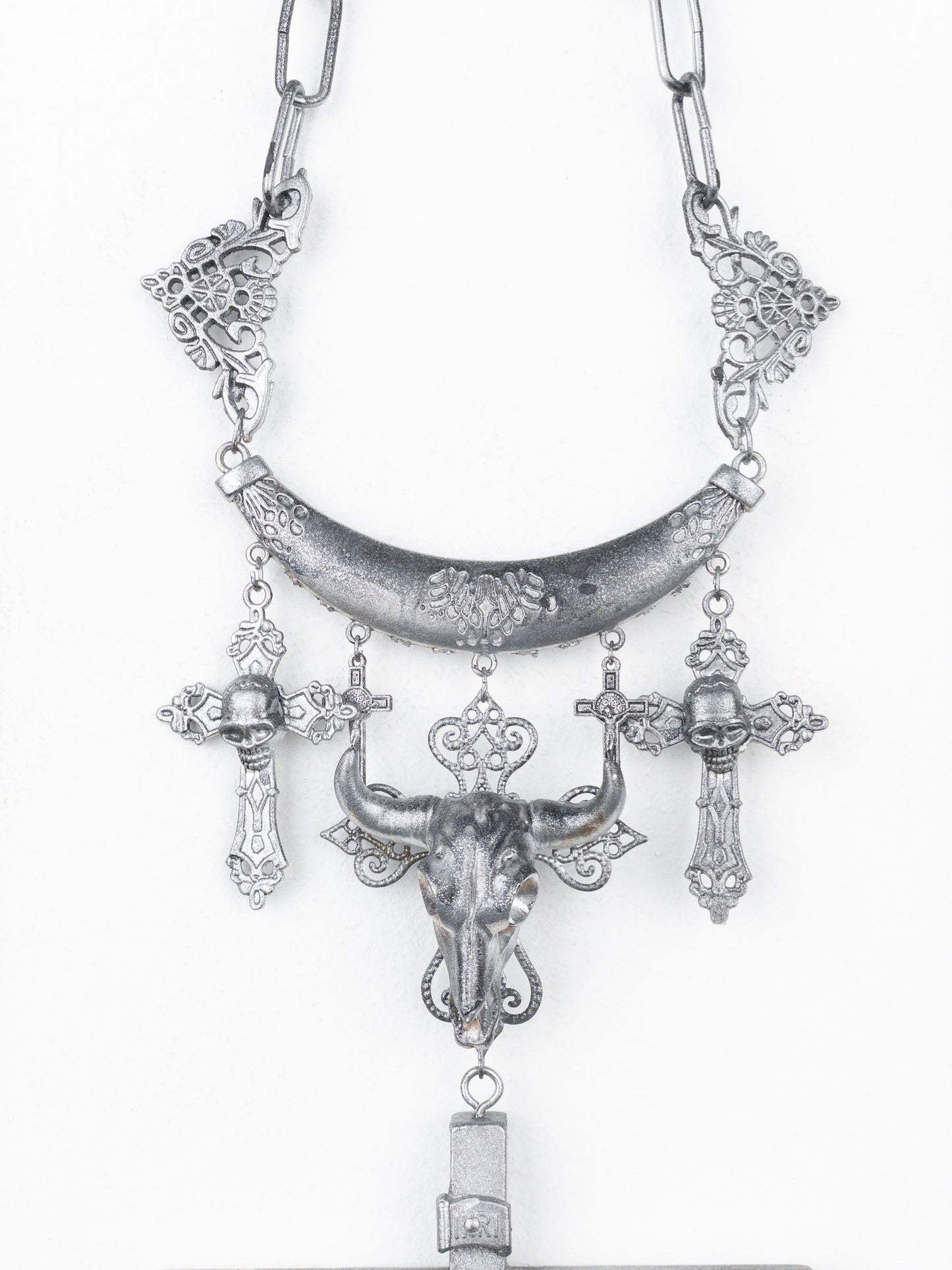 Jean Paul Gaultier AW94 Sample Oversized Cross Bullhead Necklace