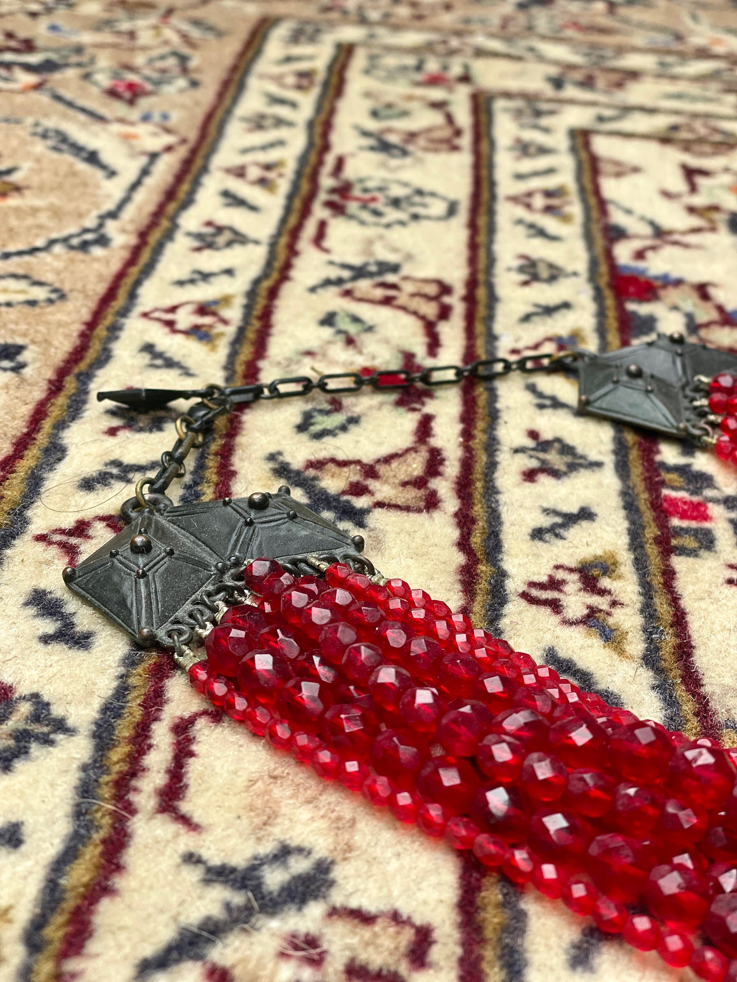 Jean Paul Gaultier 90s Red Crystal Collier Necklace