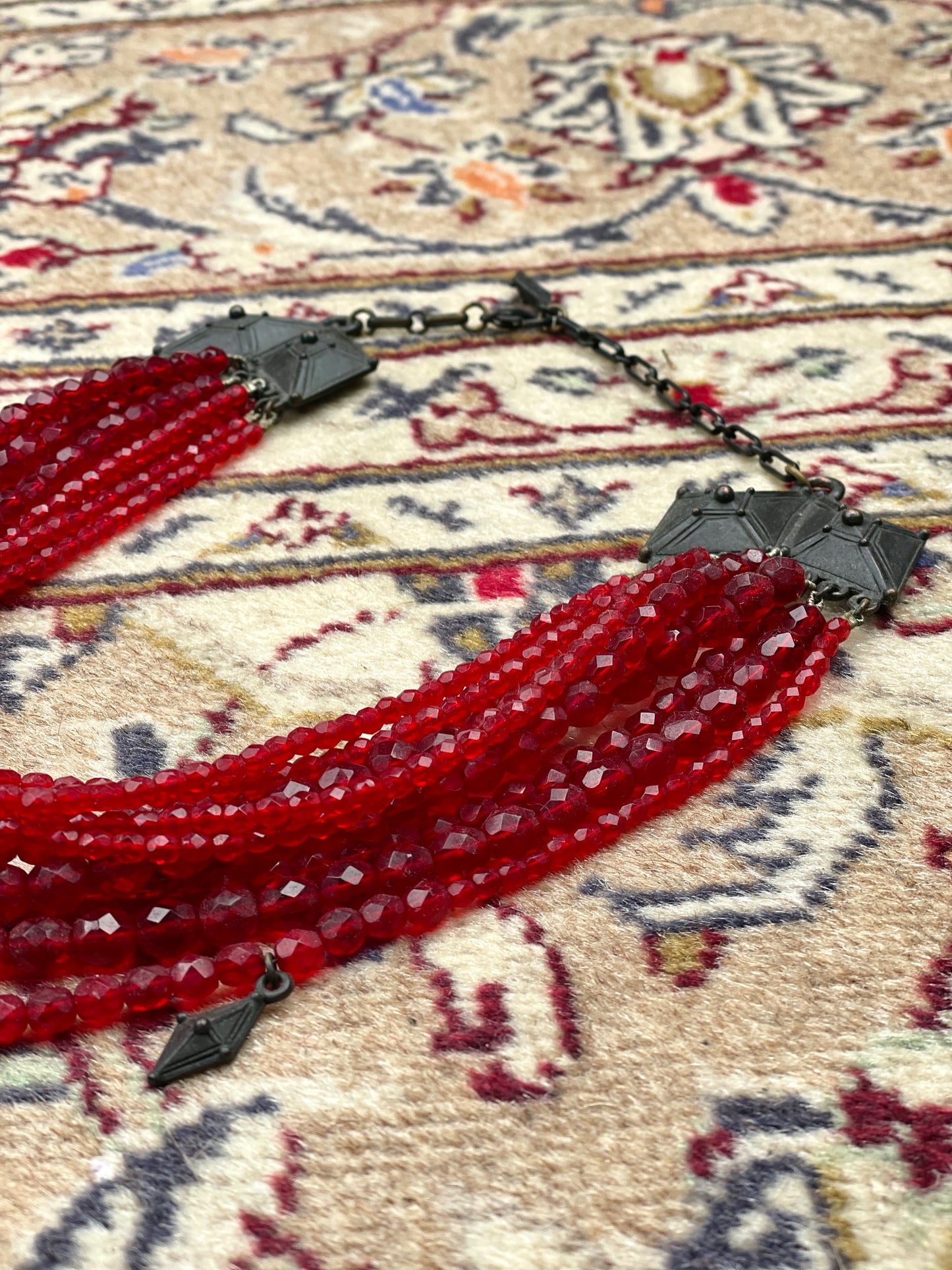 Jean Paul Gaultier 90s Red Crystal Collier Necklace