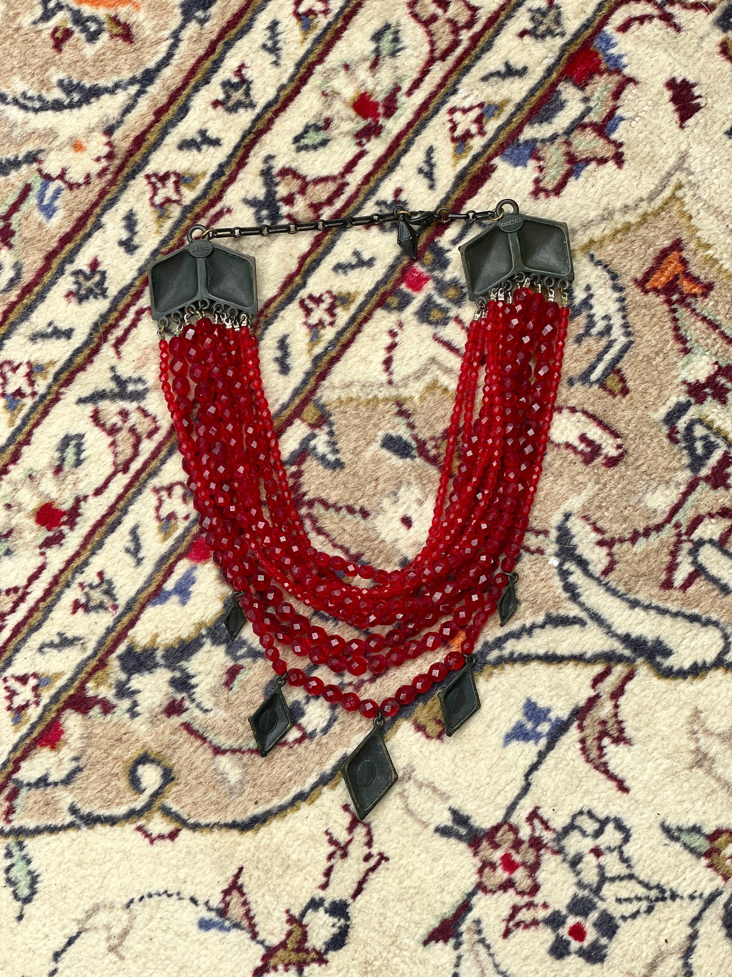 Jean Paul Gaultier 90s Red Crystal Collier Necklace