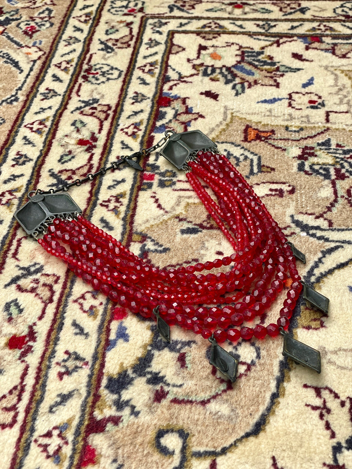 Jean Paul Gaultier 90s Red Crystal Collier Necklace