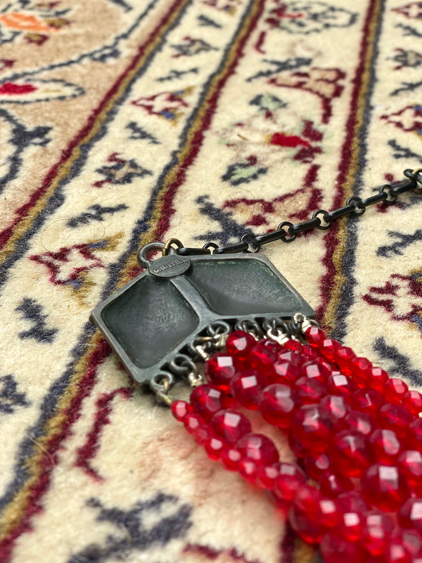 Jean Paul Gaultier 90s Red Crystal Collier Necklace