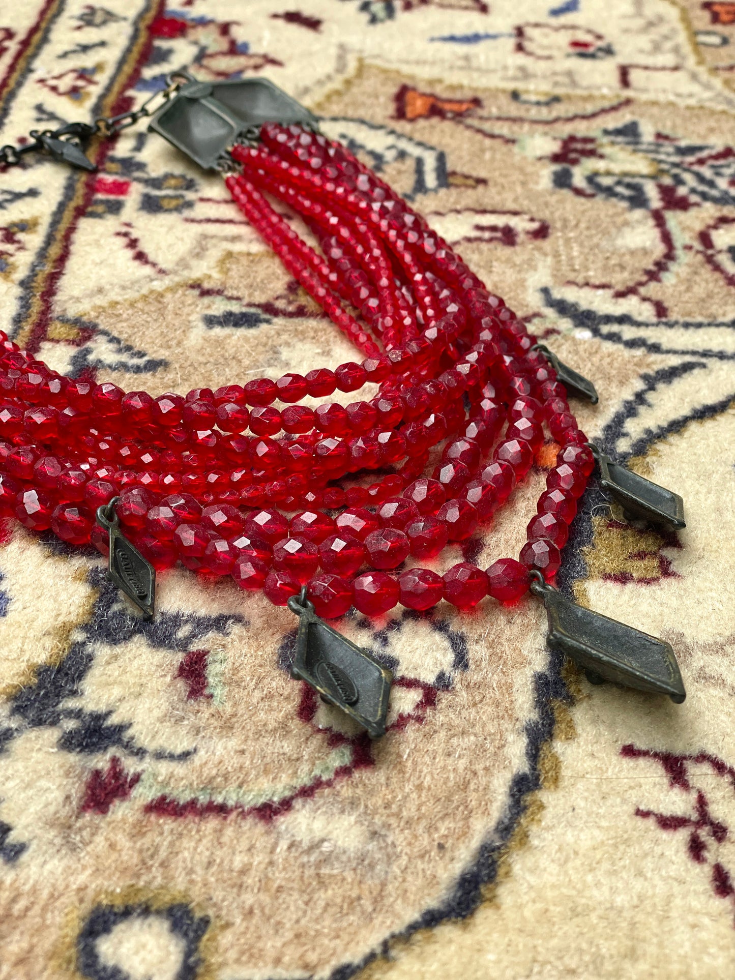 Jean Paul Gaultier 90s Red Crystal Collier Necklace