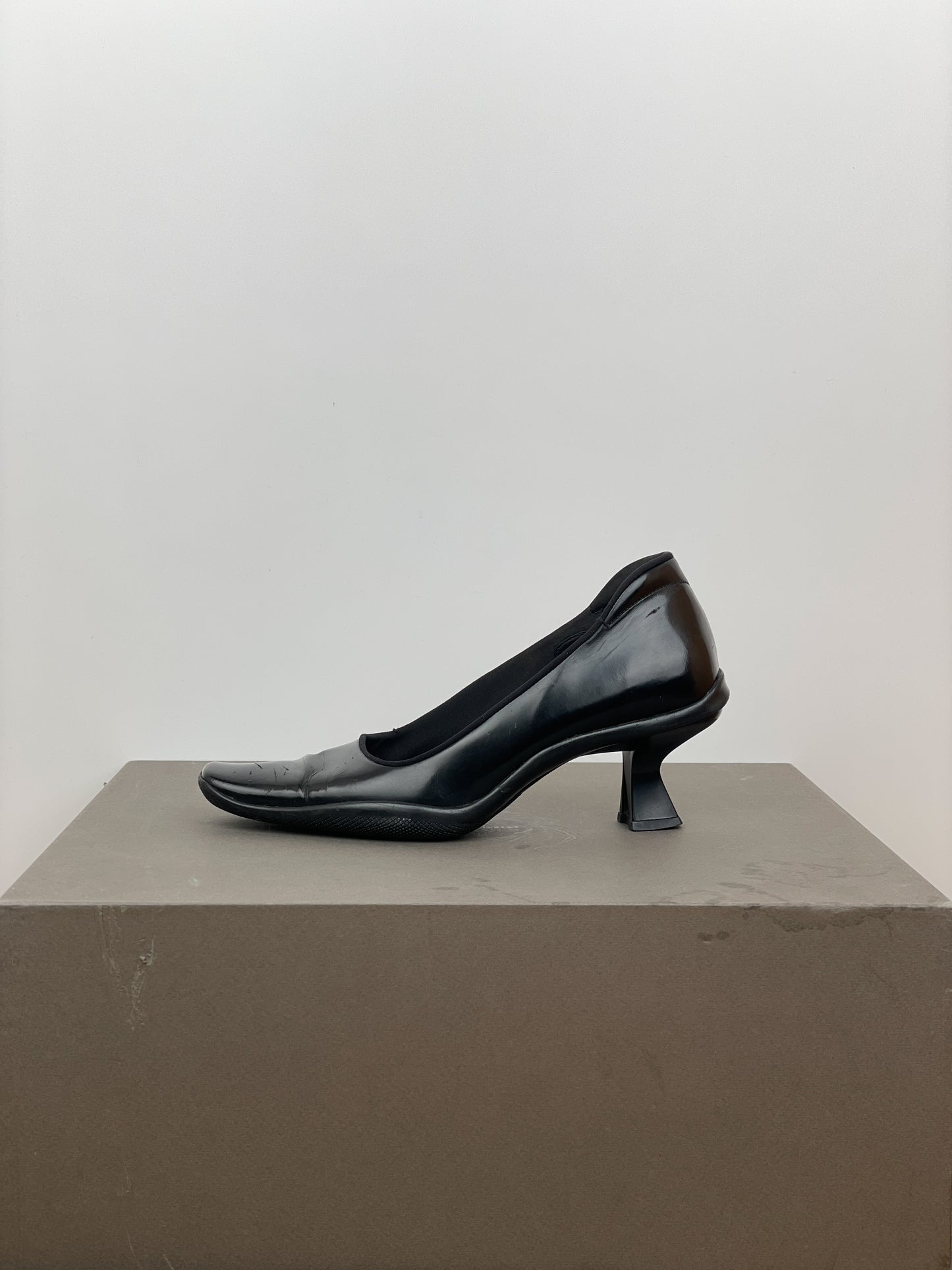 Prada AW99 Square-Toe Sports Kitten Pump Heels