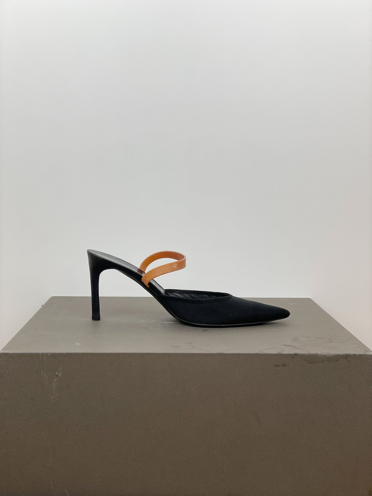 Helmut Lang AW02 Pointed Rubber Band Sandal Heels