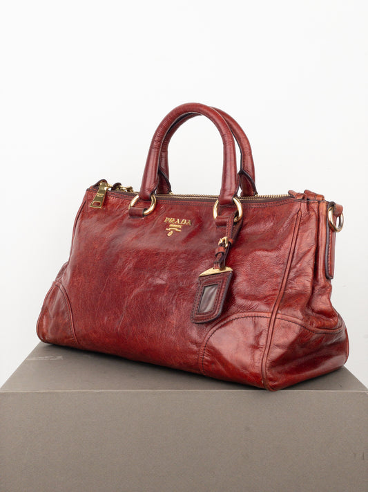 Prada 2000s Vitello Shine Bauletto Handbag