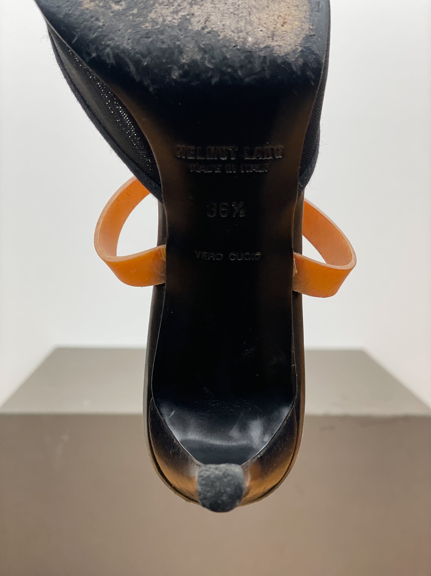 Helmut Lang AW02 Pointed Rubber Band Sandal Heels