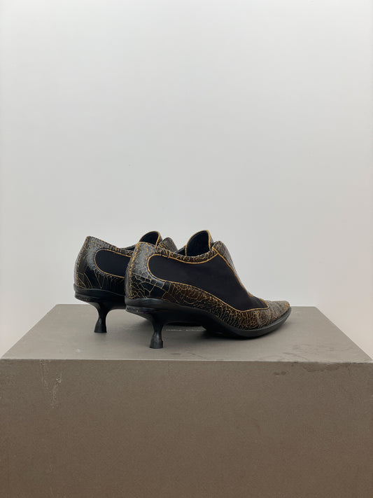 Miu Miu AW01 Cracked Leather Lace-Up Pump Kitten Heels