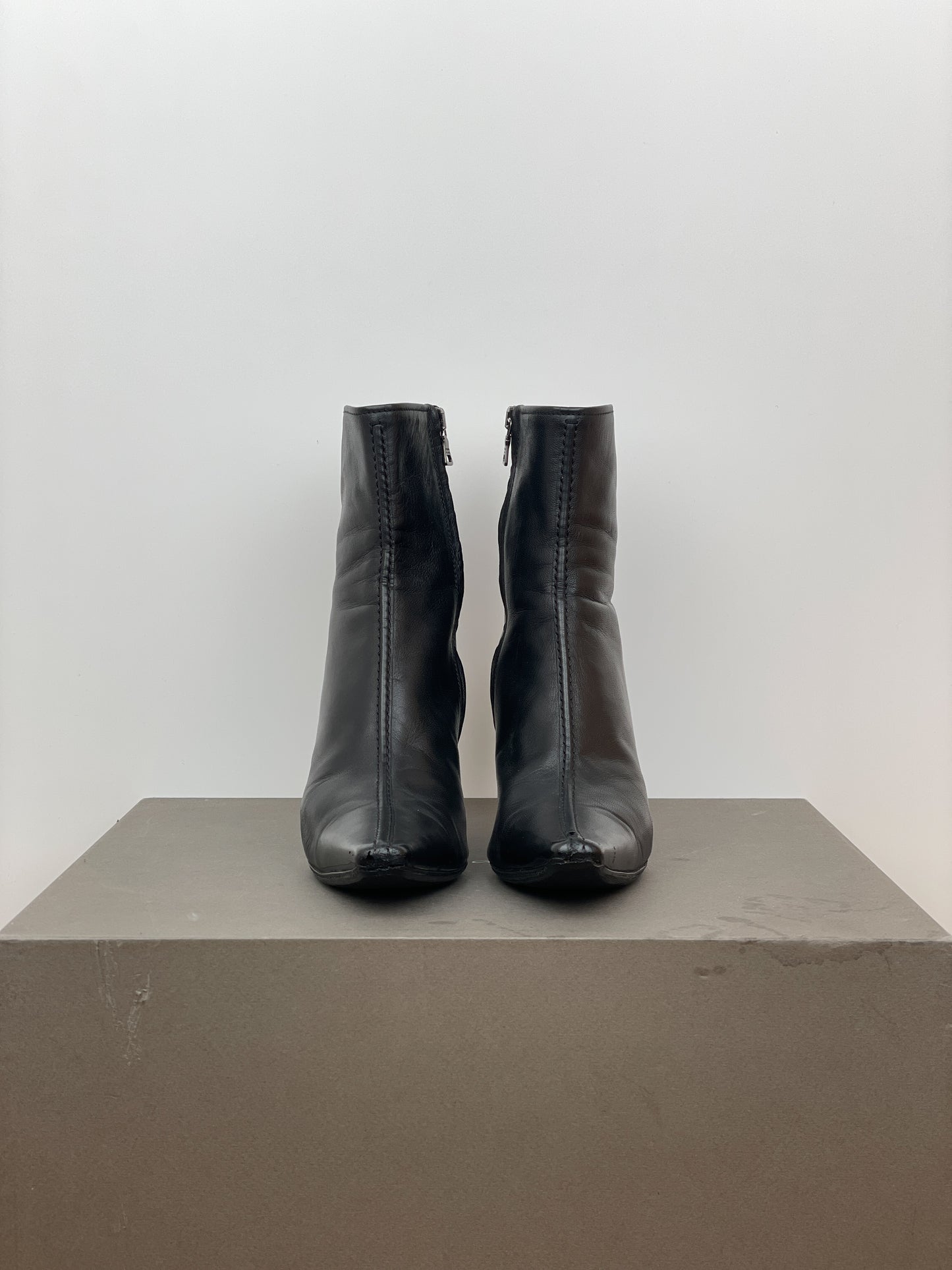 Prada 2000s Pointed-Toe Kitten Heel Ankle Boots