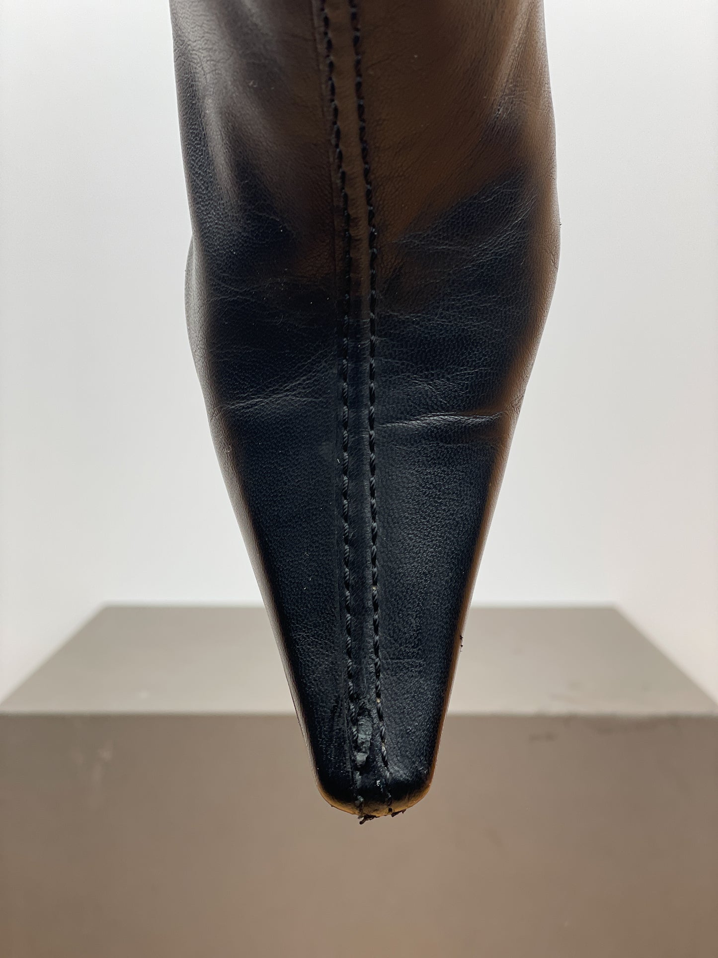 Prada 2000s Pointed-Toe Kitten Heel Ankle Boots