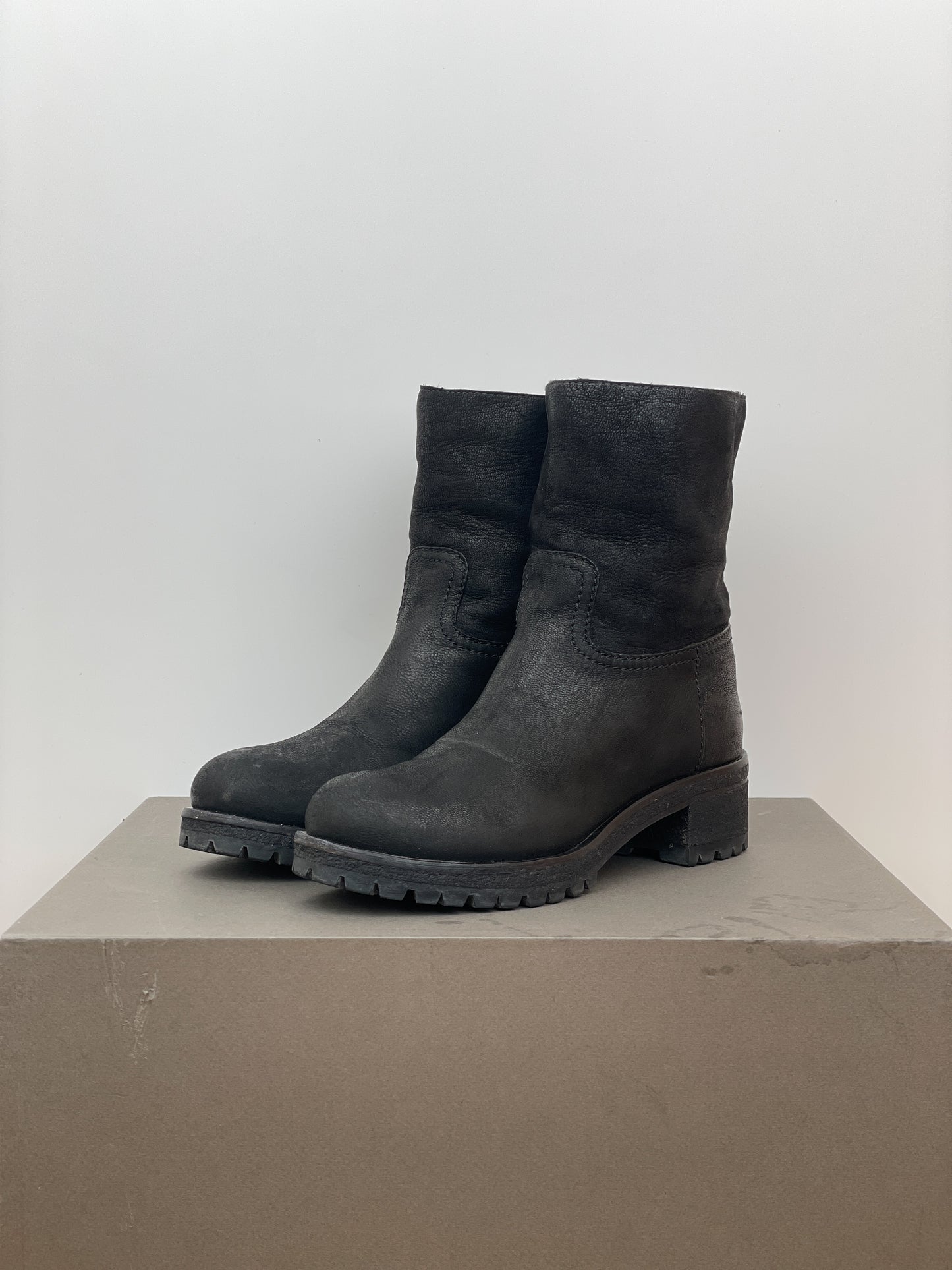 Prada AW99 Lugsole Biker Ankle Work Boots