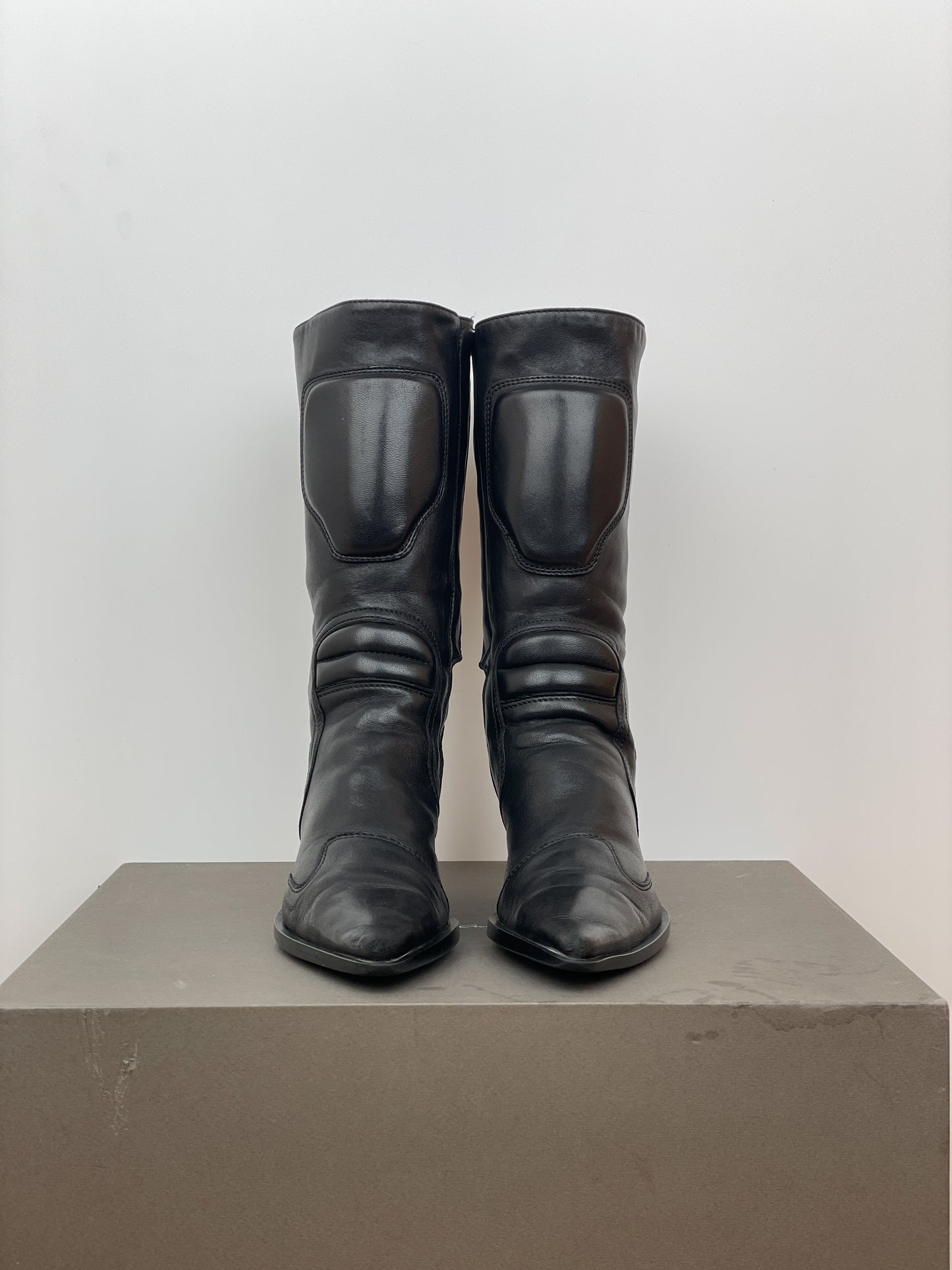Miu Miu AW99 Kitten Heel Biker Moto Boots