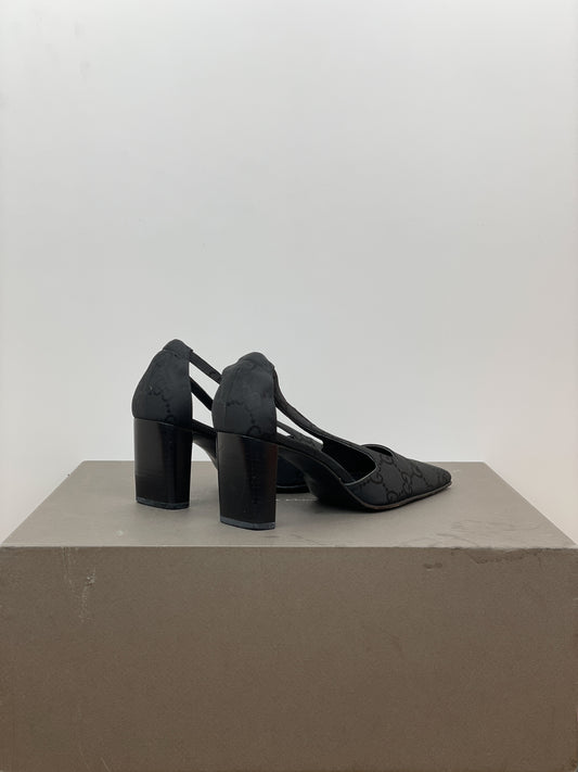 Gucci by Tom Ford SS98 Square Toe Monogram Slingback Pump Heels