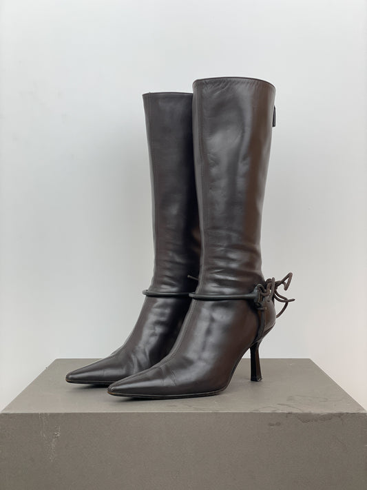 Gucci by Tom Ford 1990s Horsebit Stirrup Riding Heel Boots