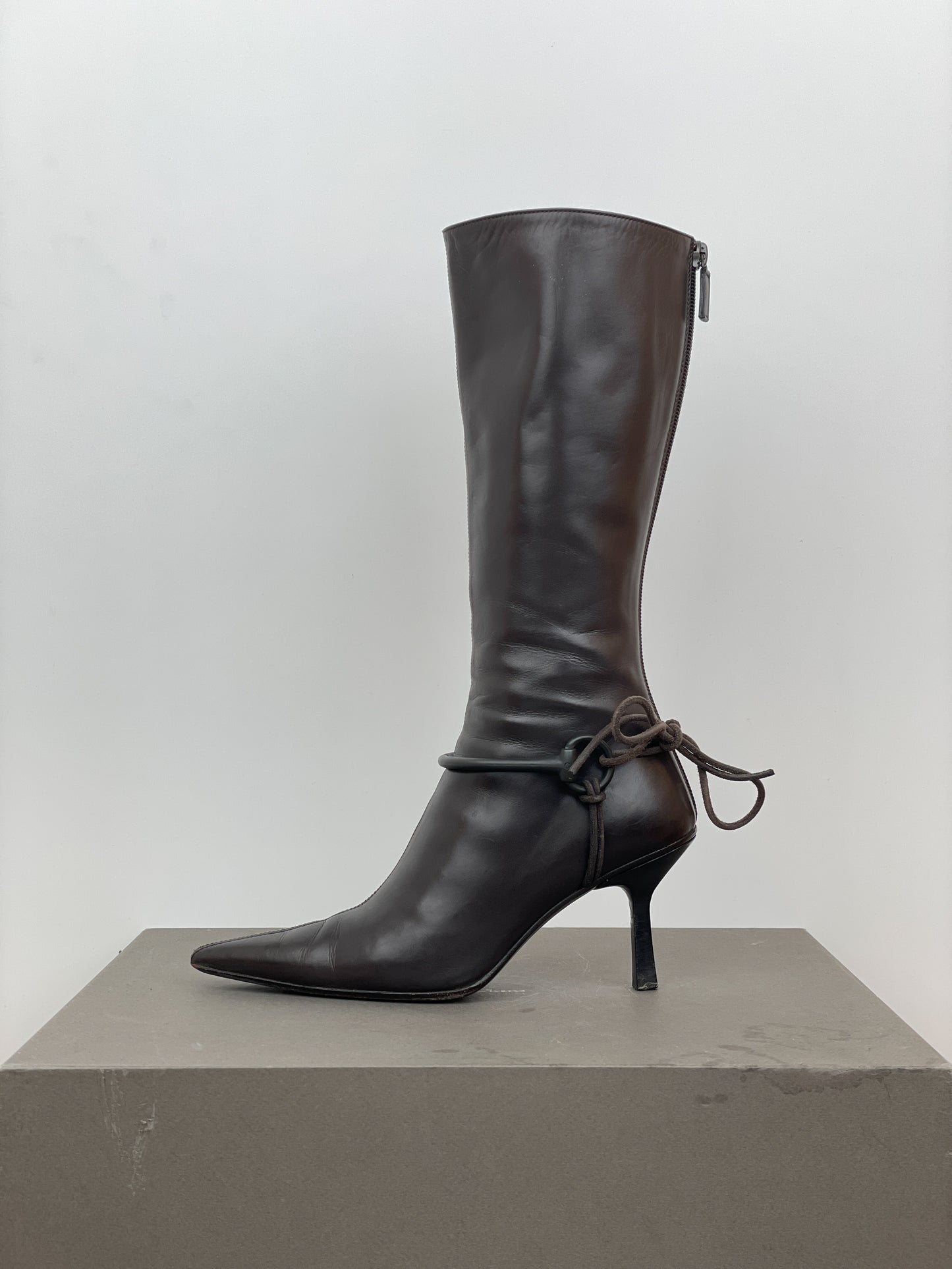 Gucci by Tom Ford 1990s Horsebit Stirrup Riding Heel Boots