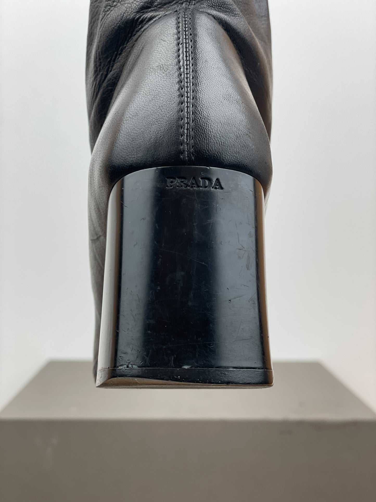Prada AW99 Square-Toe Sculptural Heel Boots