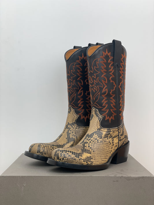 Dries van Noten SS23 Snakeskin Western Cowboy Boots