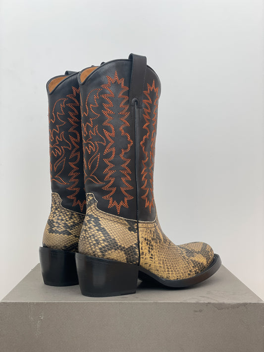 Dries van Noten SS23 Snakeskin Western Cowboy Boots