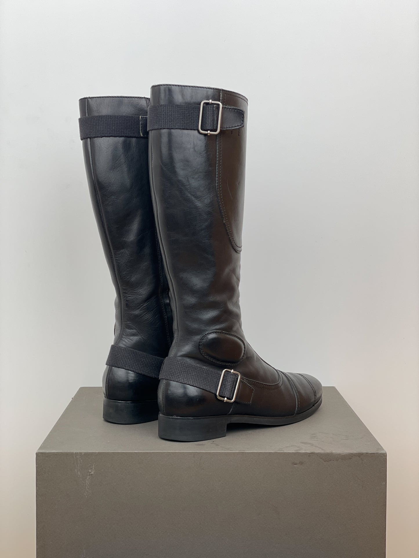 Miu Miu 2000s Knee-High Buckle Biker Boots